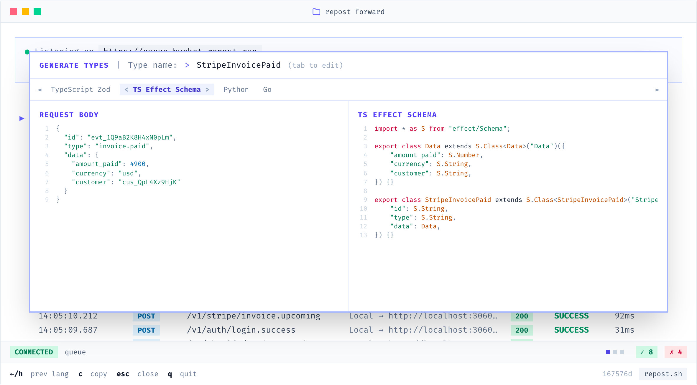 Generate types from real traffic.